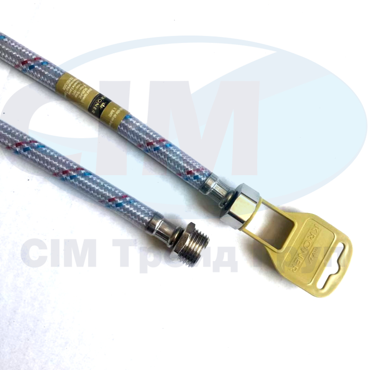 Шланг для води KRM-150 см 1/2"х1/2" ВН із нейлонової нитки в силіконі (гайка нерж.)