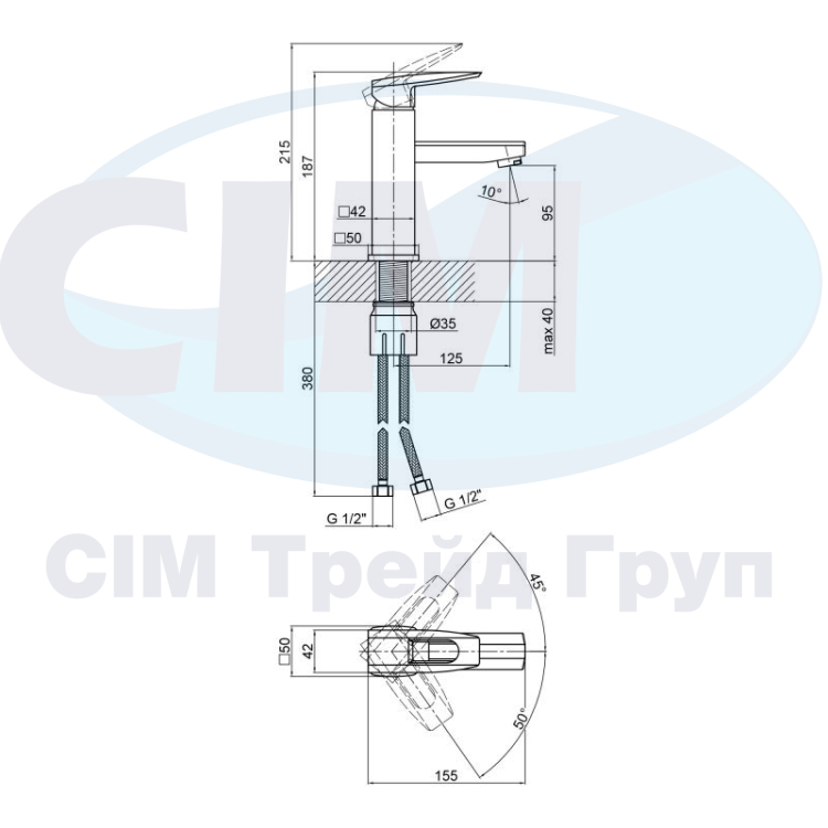 KRM Kante-C010 смеситель для раковини (к.35), гайка